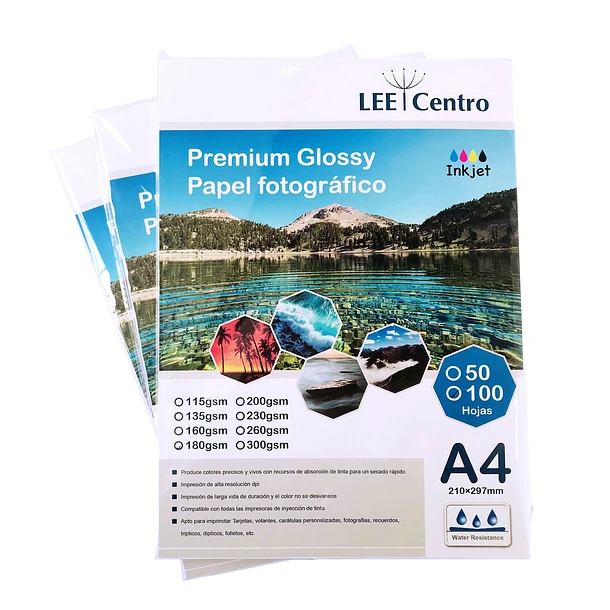 Papel Fotografico Lee Centro Glossy 180 gr A4 100 Hojas