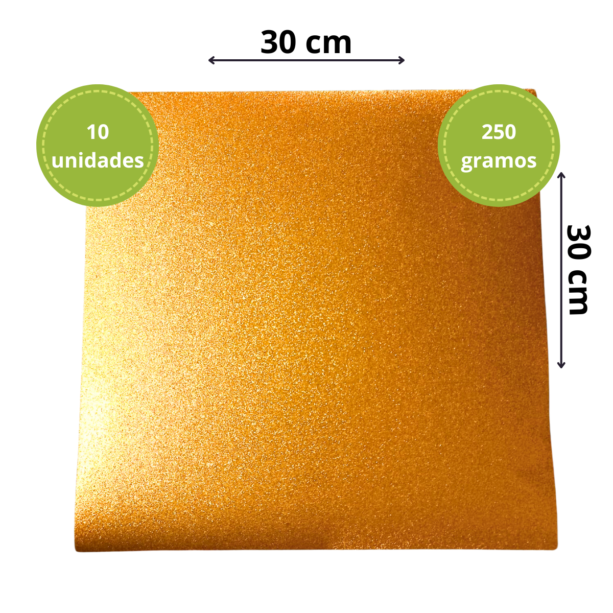 Pack 10 Unidades Cartulinas Glitter 30x30 cm 250 Gramos