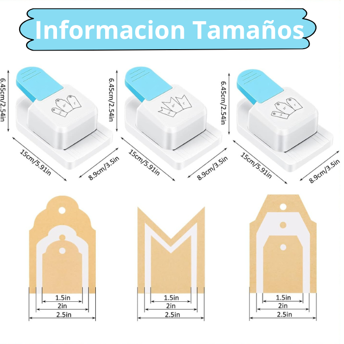 Perforadora Diseño Tag Etiqueta Para Diy Tarjeta 3 Tamaños
