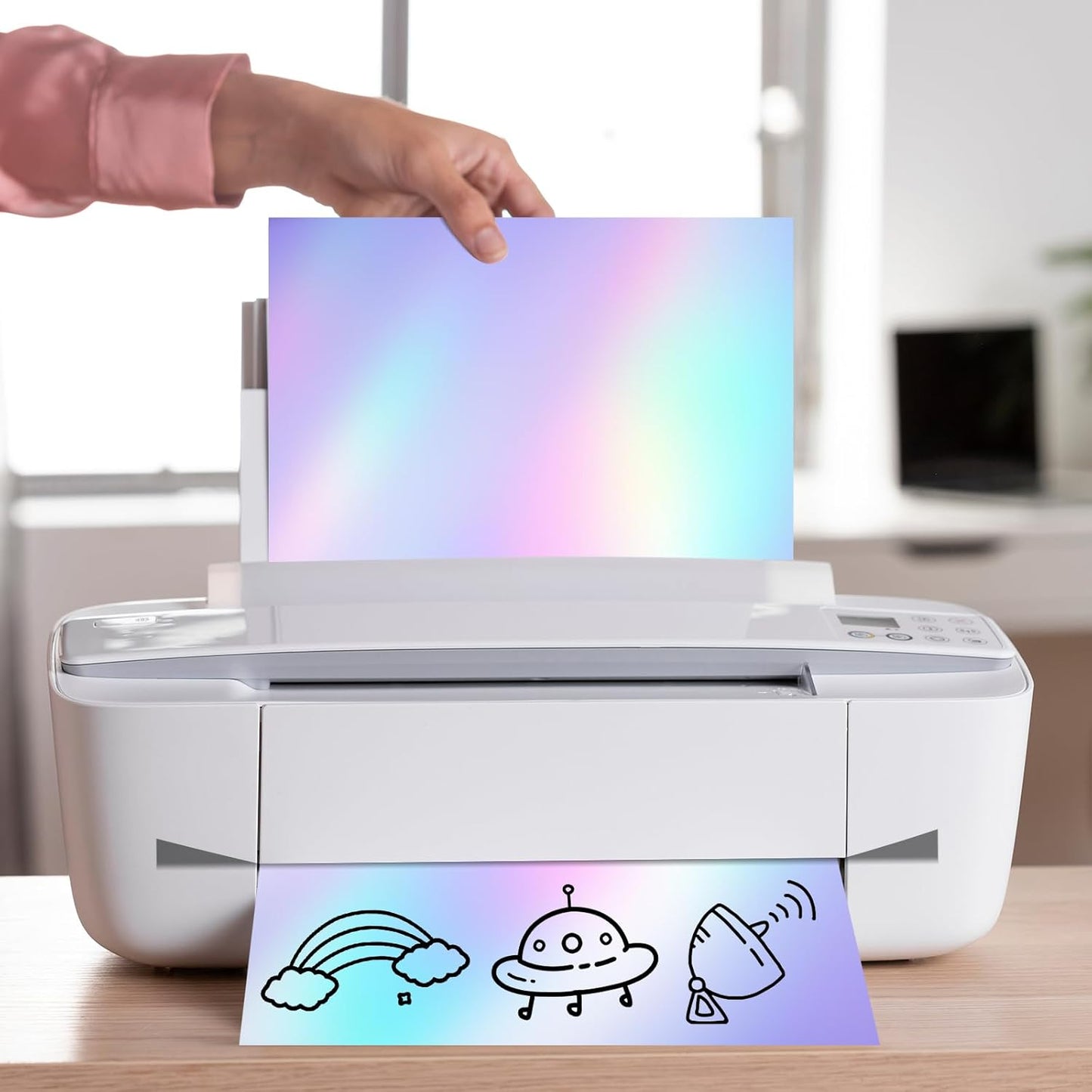 Papel Vinilo Adhesivo Tornasol Imprimible A4 20hojas