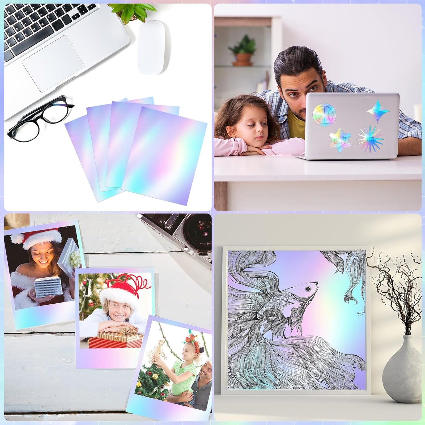 Papel Vinilo Adhesivo Tornasol Imprimible A4 20hojas