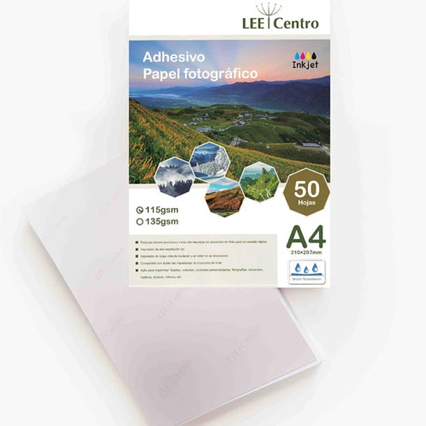 Papel Fotografico Lee Centro Adhesivo Glossy 115 gr A4 50 Hojas