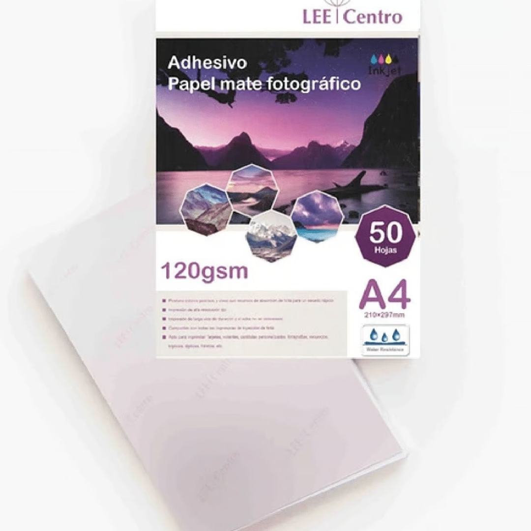 Papel Fotografico Lee Centro Adhesivo Mate 120 gr A4 50 Hojas