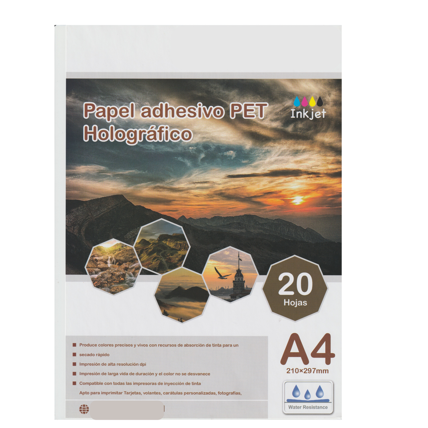 Papel Vinilo Adhesivo Tornasol Imprimible A4 20hojas