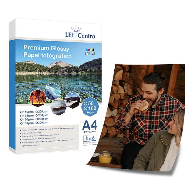 Papel Fotografico Lee Centro Glossy 300 gr A4 100 Hojas