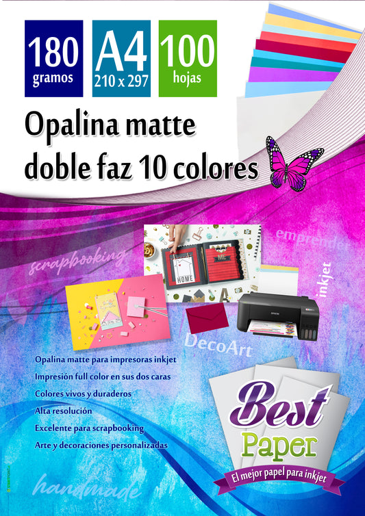Opalina Doble Faz - 10 colores A4 180 gramos 100 hojas