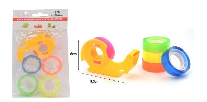Pack dispensador cinta adhesiva 1.5*15CM 5PCS