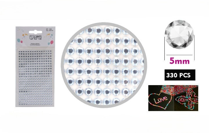Pegatinas Adhesivo Decorativas Diamantes 5MM 330PCS BLANCO