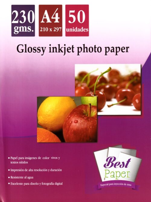 Papel fotográfico 230gr glossy A4