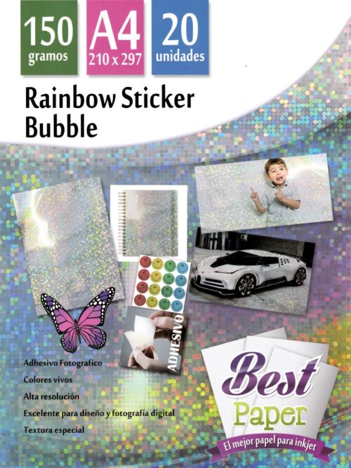 Papel Fotográfico Adhesivo Rainbow Sticker Bubble 150g