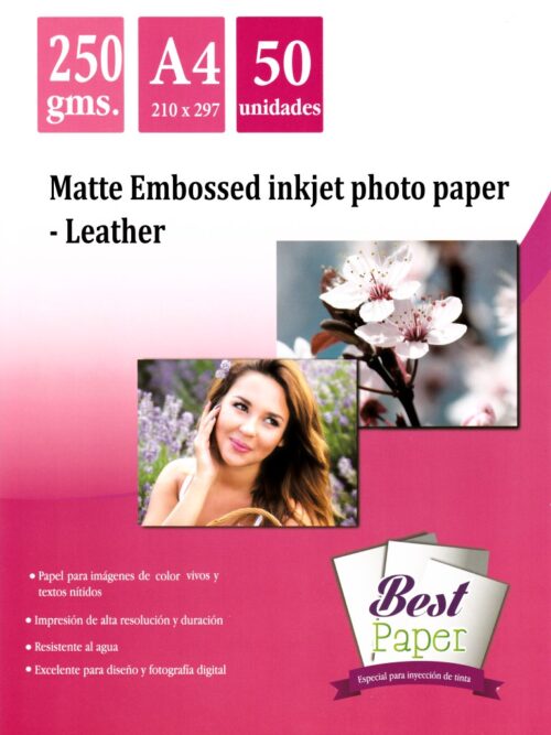 Papel Fotografico Efecto Cuero Mate 250g