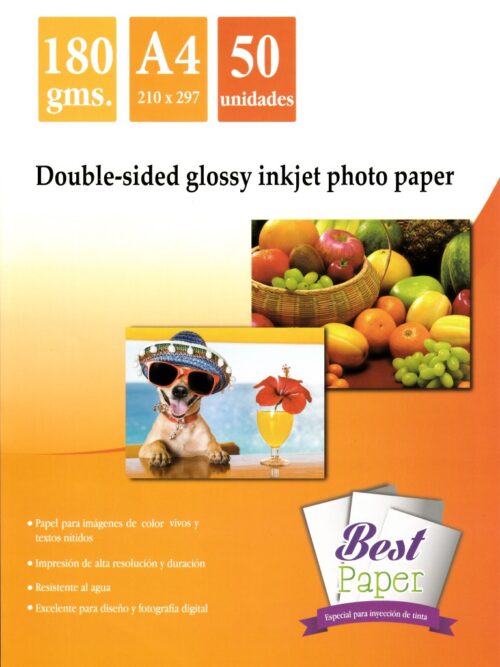 Papel Fotografico Glossy doble faz 180 gr A4