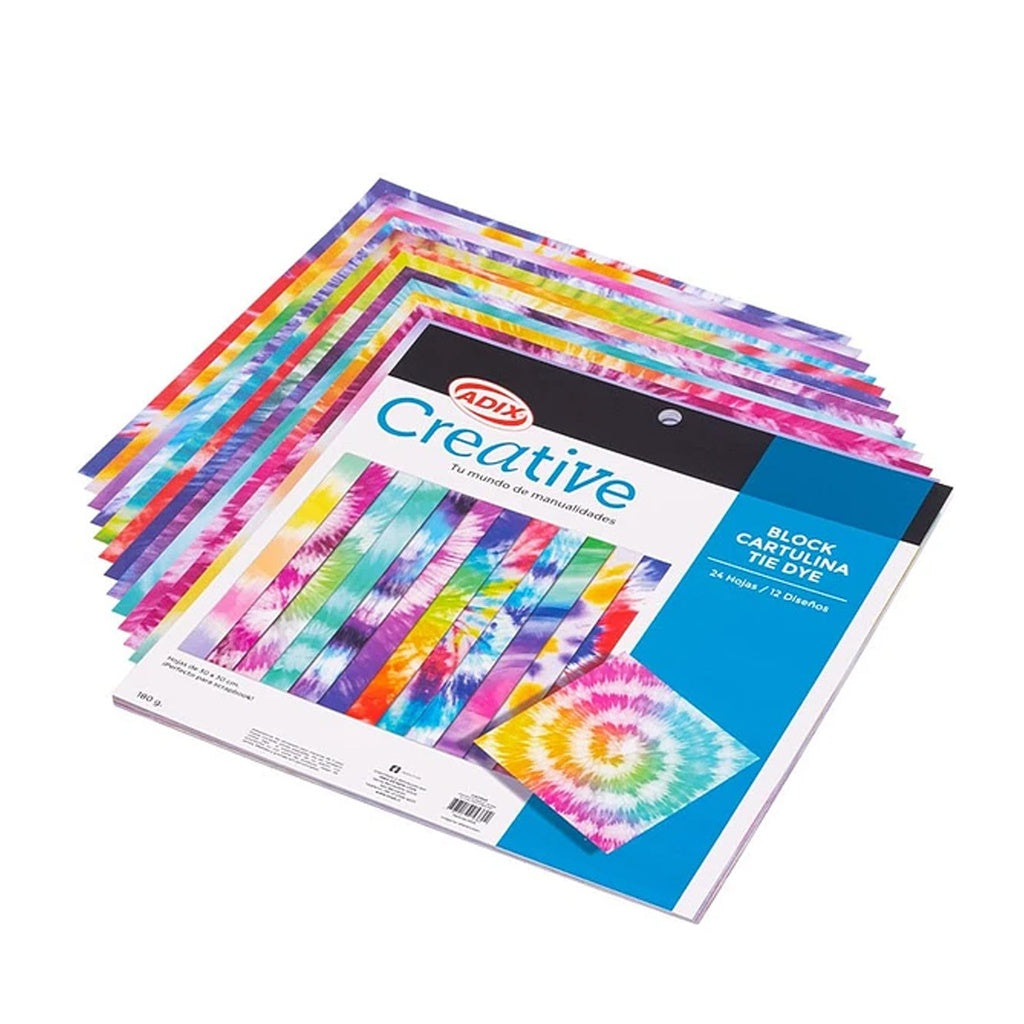 Block Cartulina 12 Diseños TIE DIE 24u  Creative Adix