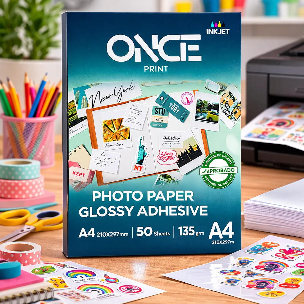 Papel Fotográfico Adhesivo A4 Glossy 135gr 50 Hojas Once