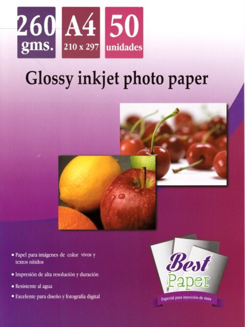 Papel Fotográfico 260gr glosy A4