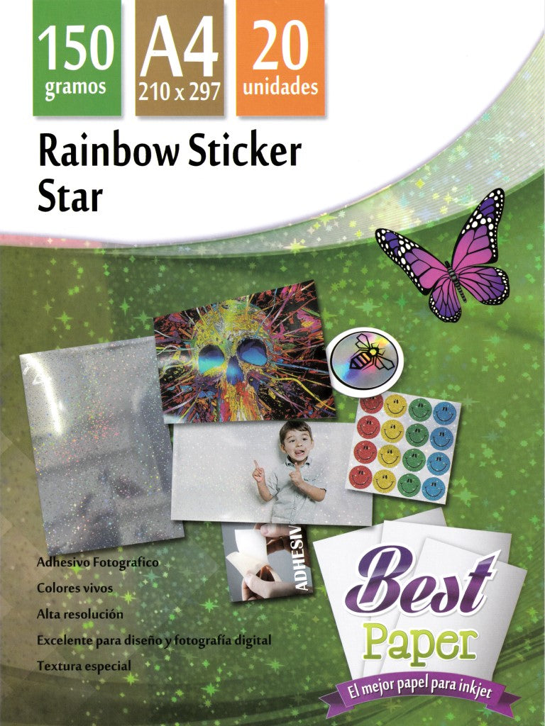 Papel Fotográfico Adhesivo Rainbow Sticket Star 150g