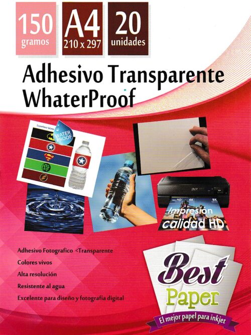 Papel Adhesivo Transparente WhaterProof