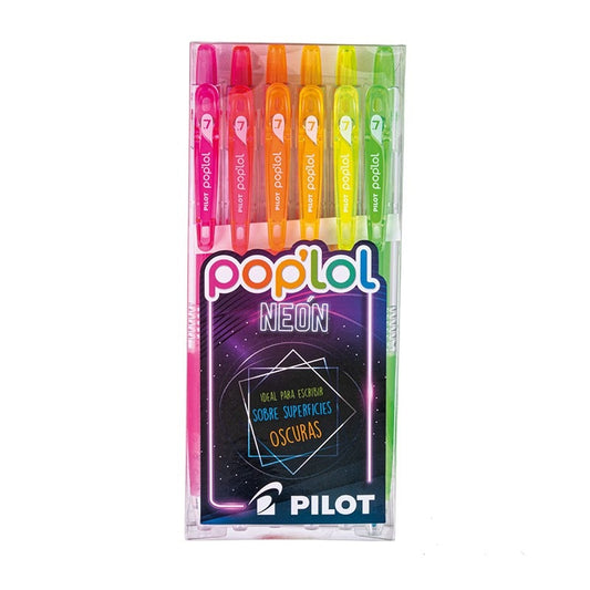 Lapices Pop'lol Neon 6 Colores Pilot